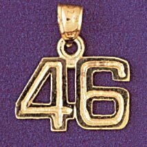 Dazzlers Jewelry Number 46 Pendant Necklace Charm Bracelet in Yellow, White or Rose Gold 951146, MP…