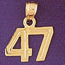 Number 47 Pendant Necklace Charm Bracelet in Yellow, White or Rose Gold 951147
