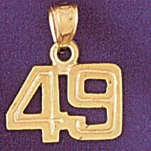 Dazzlers Jewelry Number 49 Pendant Necklace Charm Bracelet in Yellow, White or Rose Gold 951149, MP…
