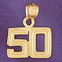 Dazzlers Jewelry Number 50 Pendant Necklace Charm Bracelet in Yellow, White or Rose Gold 951150, MP…