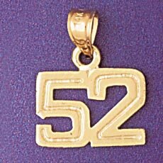 Dazzlers Jewelry Number 52 Pendant Necklace Charm Bracelet in Yellow, White or Rose Gold 951152, MP…