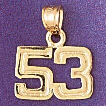 Number 53 Pendant Necklace Charm Bracelet in Yellow, White or Rose Gold 951153