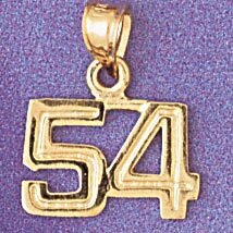 Number 54 Pendant Necklace Charm Bracelet in Yellow, White or Rose Gold 951154