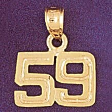 Number 59 Pendant Necklace Charm Bracelet in Yellow, White or Rose Gold 951159