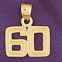 Dazzlers Jewelry Number 60 Pendant Necklace Charm Bracelet in Yellow, White or Rose Gold 951160, MP…