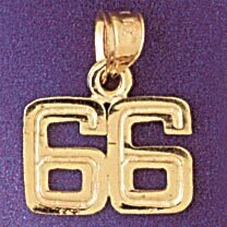 Dazzlers Jewelry Number 66 Pendant Necklace Charm Bracelet in Yellow, White or Rose Gold 951166, MP…