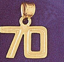 Number 70 Pendant Necklace Charm Bracelet in Yellow, White or Rose Gold 951170