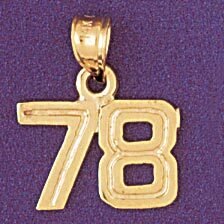 Number 78 Pendant Necklace Charm Bracelet in Yellow, White or Rose Gold 951178