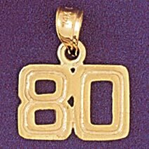 Dazzlers Jewelry Number 80 Pendant Necklace Charm Bracelet in Yellow, White or Rose Gold 951180, MP…