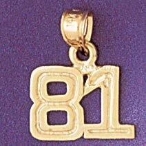 Number 81 Pendant Necklace Charm Bracelet in Yellow, White or Rose Gold 951181