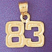 Number 83 Pendant Necklace Charm Bracelet in Yellow, White or Rose Gold 951183