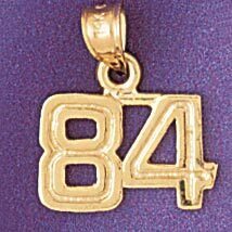 Number 84 Pendant Necklace Charm Bracelet in Yellow, White or Rose Gold 951184