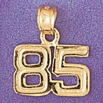 Number 85 Pendant Necklace Charm Bracelet in Yellow, White or Rose Gold 951185