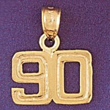 Dazzlers Jewelry Number 90 Pendant Necklace Charm Bracelet in Yellow, White or Rose Gold 951190, MP…