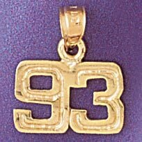 Number 93 Pendant Necklace Charm Bracelet in Yellow, White or Rose Gold 951193