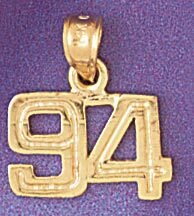Number 94 Pendant Necklace Charm Bracelet in Yellow, White or Rose Gold 951194