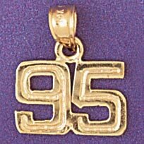 Number 95 Pendant Necklace Charm Bracelet in Yellow, White or Rose Gold 951195