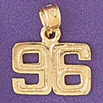 Number 96 Pendant Necklace Charm Bracelet in Yellow, White or Rose Gold 951196