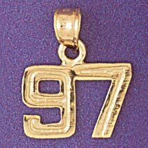 Number 97 Pendant Necklace Charm Bracelet in Yellow, White or Rose Gold 951197