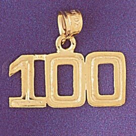 Number 100 Pendant Necklace Charm Bracelet in Yellow, White or Rose Gold 9511100