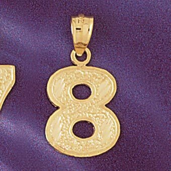 Number 8 Pendant Necklace Charm Bracelet in Yellow, White or Rose Gold 95098