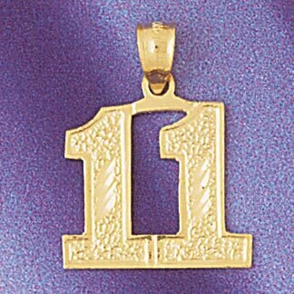 Number 11 Pendant Necklace Charm Bracelet in Yellow, White or Rose Gold 950911