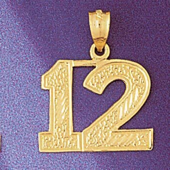 Number 12 Pendant Necklace Charm Bracelet in Yellow, White or Rose Gold 950912