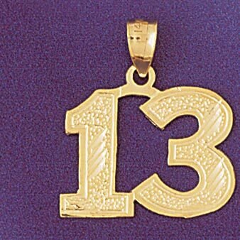 Number 13 Pendant Necklace Charm Bracelet in Yellow, White or Rose Gold 950913