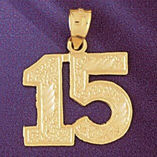 Dazzlers Jewelry Number 15 Pendant Necklace Charm Bracelet in Yellow, White or Rose Gold 950915, MP…