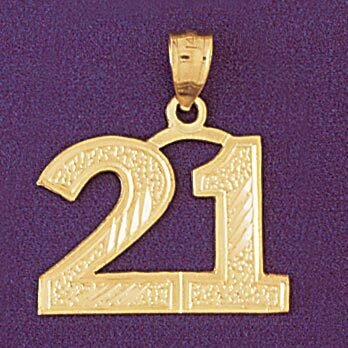 Number 21 Pendant Necklace Charm Bracelet in Yellow, White or Rose Gold 950921