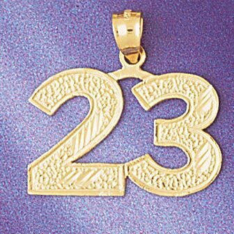Number 23 Pendant Necklace Charm Bracelet in Yellow, White or Rose Gold 950923