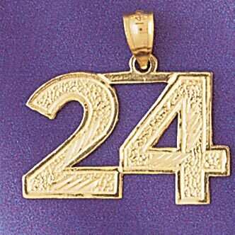Number 24 Pendant Necklace Charm Bracelet in Yellow, White or Rose Gold 950924