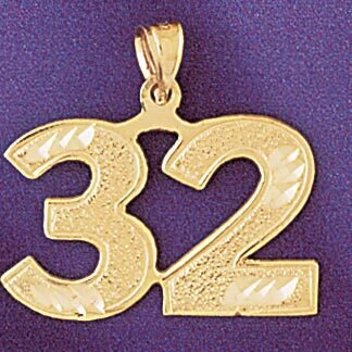 Number 32 Pendant Necklace Charm Bracelet in Yellow, White or Rose Gold 950932