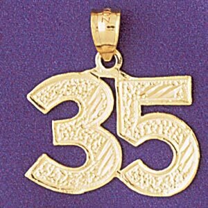 Number 35 Pendant Necklace Charm Bracelet in Yellow, White or Rose Gold 950935