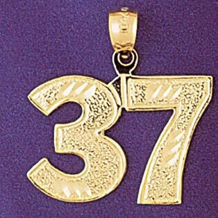 Number 37 Pendant Necklace Charm Bracelet in Yellow, White or Rose Gold 950937