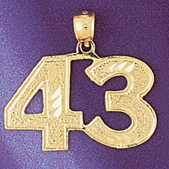 Number 43 Pendant Necklace Charm Bracelet in Yellow, White or Rose Gold 950943