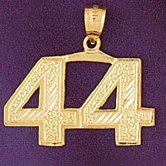 Number 44 Pendant Necklace Charm Bracelet in Yellow, White or Rose Gold 950944