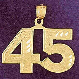 Number 45 Pendant Necklace Charm Bracelet in Yellow, White or Rose Gold 950945
