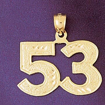 Number 53 Pendant Necklace Charm Bracelet in Yellow, White or Rose Gold 950953