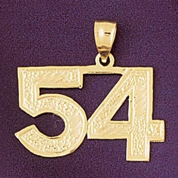 Number 54 Pendant Necklace Charm Bracelet in Yellow, White or Rose Gold 950954