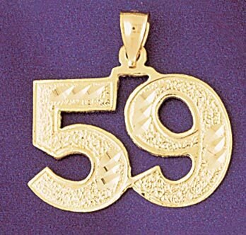 Number 59 Pendant Necklace Charm Bracelet in Yellow, White or Rose Gold 950959