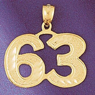 Number 63 Pendant Necklace Charm Bracelet in Yellow, White or Rose Gold 950963