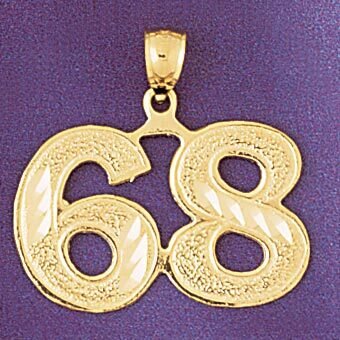 Number 68 Pendant Necklace Charm Bracelet in Yellow, White or Rose Gold 950968