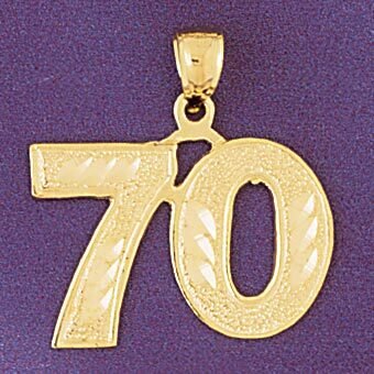 Number 70 Pendant Necklace Charm Bracelet in Yellow, White or Rose Gold 950970