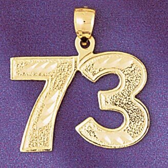 Number 73 Pendant Necklace Charm Bracelet in Yellow, White or Rose Gold 950973