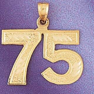 Number 75 Pendant Necklace Charm Bracelet in Yellow, White or Rose Gold 950975