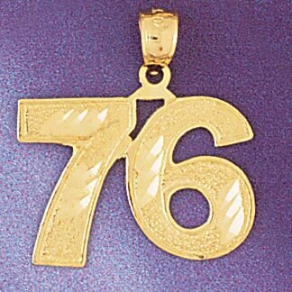 Number 76 Pendant Necklace Charm Bracelet in Yellow, White or Rose Gold 950976