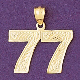 Number 77 Pendant Necklace Charm Bracelet in Yellow, White or Rose Gold 950977