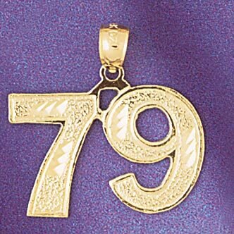 Number 79 Pendant Necklace Charm Bracelet in Yellow, White or Rose Gold 950979