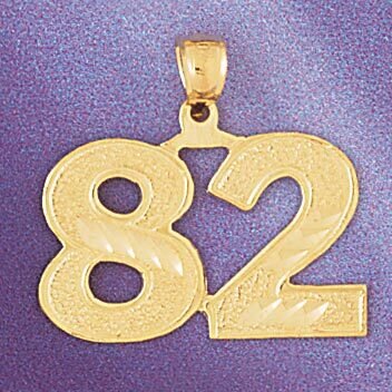 Number 82 Pendant Necklace Charm Bracelet in Yellow, White or Rose Gold 950982